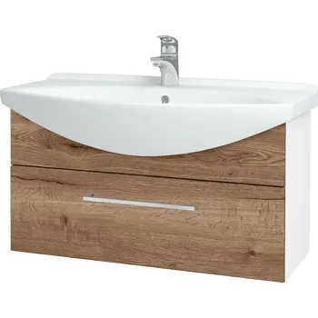 Koupelnový nábytek Dřevojas Koupelnová skříňka TAKE IT SZZ 85 - N01 Bílá lesk / Úchytka T04 / D21 Tobacco