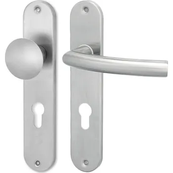 Dveřní kování HOLAR Dveřní kování METAL TUBE MTS 06 se štítem a koulí Rozteč: 72 mm, Provedení: klika pravá PZ/koule, Povrchová úprava: nerez mat