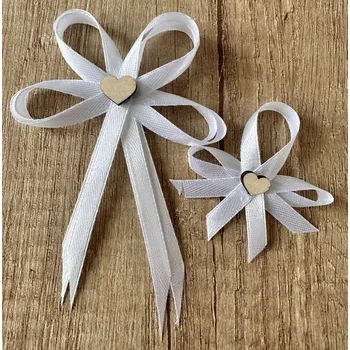 Svatební dekorace Svatební vývazek s perleťovým srdíčkem - bílá - malý