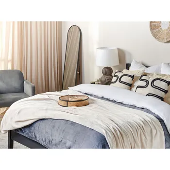 deka Deka šedá/bílá polyester 150 x 200 cm měkká vlasová přikrývka doplněk do domácnosti moderní design Beliani