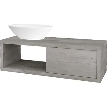 Koupelnový nábytek Dřevojas Koupelnová skříňka STORM SZZO 120 (umyvadlo Triumph) - D01 Beton / D01 Beton / Levé