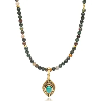 Náhrdelník Pánský náhrdelník Nialaya jaspis &amp; tyrkys MNE018