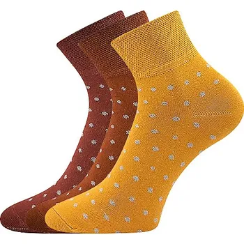 Dámská móda Ponožky Boma Jana 43 oříškové puntíkované s komfortním lemem velikosti ponožek: 26-28 (EUR vel. 39-42)