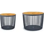 Set 2 univerzálních košů CLEON s bambusovými víky 50+100l antracit