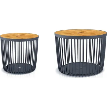 Odpadkový koš Set 2 univerzálních košů CLEON s bambusovými víky 50+100l antracit