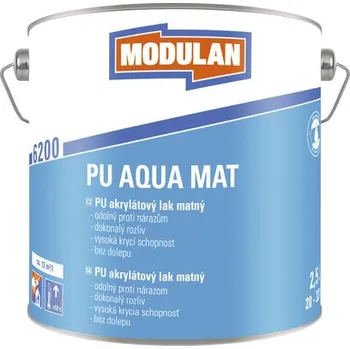 Lak na dřevo Barevný lak Modulan PU Aqua Mat matný RAL9016 Dopravní bílá 2,5 l