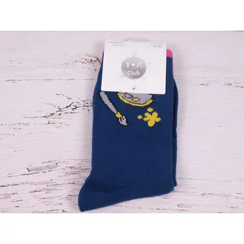 Ponožky YO SK37 SCHOOL pro školáky tm. modré s růžovým lemem a paletou a štětcem velikosti ponožek: 23-25 (EUR vel. 35-38)