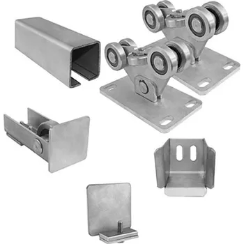 Pohon brány SADA IBSV 70 INOX - nerezové díly pro výrobu samonosné posuvné brány do 4,5m průjezdu a do 275kg, C profil 6m délky, 2x vozík, kapsa a koncovka