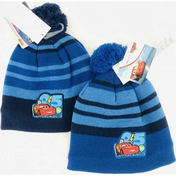 Čepice Auta - Cars - licence Chlapecká zimní čepice - Auta CR-357, modrá/světlejší bambule Barva: Modrá světle, Velikost: velikost 56