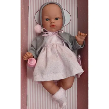 Panenka Realistické miminko - holčička KOKE v šedém bolerku - od firmy ASIVIL (Velikost 36 cm)