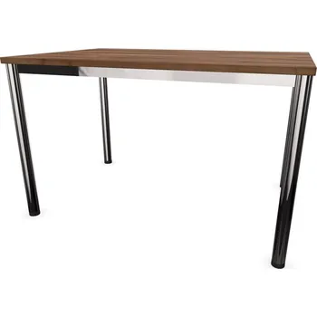 Psací stůl Stůl kancelářský, rovný, podnoží kulaté lesklé, barva ořech, š x h: 1200 x 800 mm