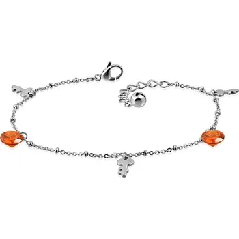 Řetízek Náramek na nohu s klíčky a červenými kameny