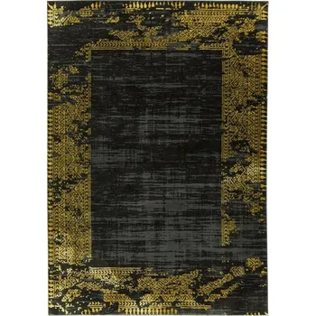 Koberec Makro Abra Moderní kusový koberec FESTIVAL 3479A černý / žlutý Rozměr: 180x270 cm