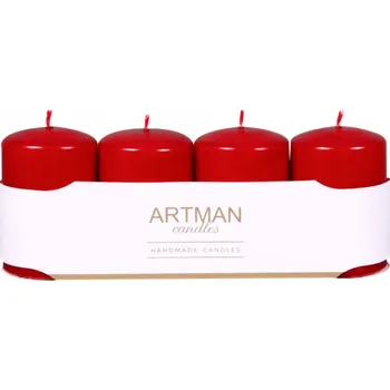 Svíčka Svíčka adventní VÁLEC metalická d6x9cm 4ks červená