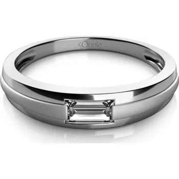 Prsten Couple, Decentní prsten Oliv, bílé zlato se zirkonem, vel.: 54, ø17,2 mm, 6860053-0-54-1