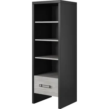 Knihovna Eoshop Otevřená knihovna 1D Leno, norská borovice Černá / Kalhult, Osvětlení: Ne