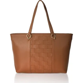 Koňakově hnědá kožená kabelka Federica Bassi Cognac ID_1381321