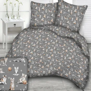 Bavlněná látka, metráž. Kočky a klubko na Šedém