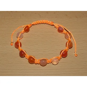 Drahý kámen Drhaný Shamballa náramek - světlý karneol - oranžová šňůrka - dn9