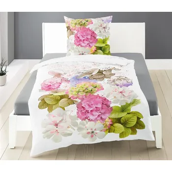 Povlečení Bierbaum povlečení bavlněný satén 5019D Hydrangea 140x200/70x90 cm