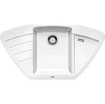 Granitový dřez Blanco Zia 9 E Granitový dřez rohový s vaničkou a s odkapem vlevo, 93x51cm, bílá, 514758