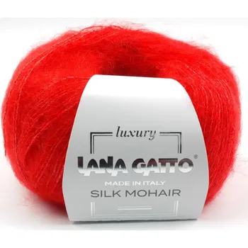 Příze Lana Gatto pletací příze mohér hedvábí SILK MOHAIR ohnivá červená