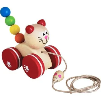 Dřevěná hračka Detoa 14544 Tahací kočka s myškou