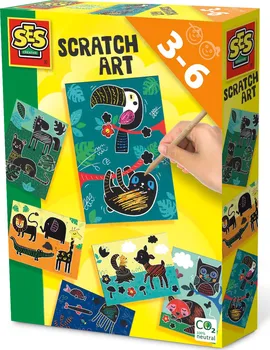 vyškrabávací obrázek SES creative Scratch Art Zvířata 12 ks