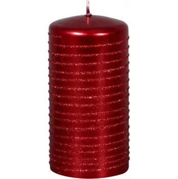 Svíčka Svíčka ANDALO METALIC VÁLEC vánoční d7x14cm červená