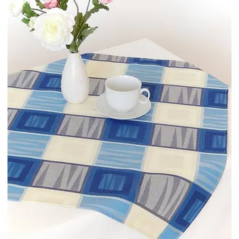 ubrus HEDVA ČESKÝ BROKÁT Ubrus Obreaska HROTY modrá/hnědá