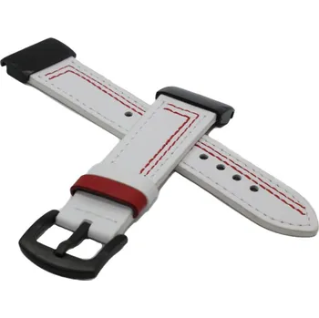 Ostatní příslušenství k chytrým hodinkám eses Kožený řemínek pro Garmin - Bílý s červeným prošíváním, QuickFit 26 mm