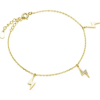 Náramek Atreya Stříbrný náramek LIGHTING s čirými zirkony - zlacený