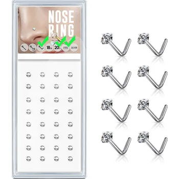 Souprava šperků Šperky4U Sada 40ti piercingů do nosu, 2mm zirkon, tl. 0,8 mm - N0000-33