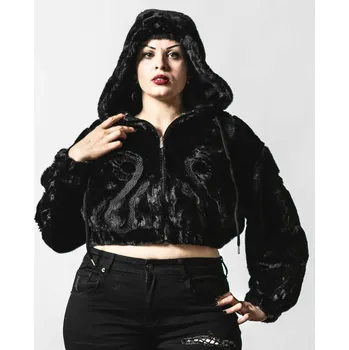 Dámský bomber bunda dámská KILLSTAR - Starchild Fur Bomber - Black - XL