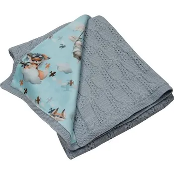 Dětská deka EKO Deka z pleteniny podšitá tištěným sametem Letec