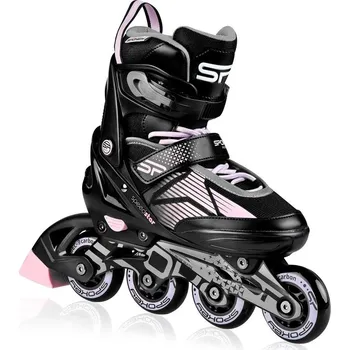 Kolečkové brusle Spokey Speed Pro černé/růžové 33-36