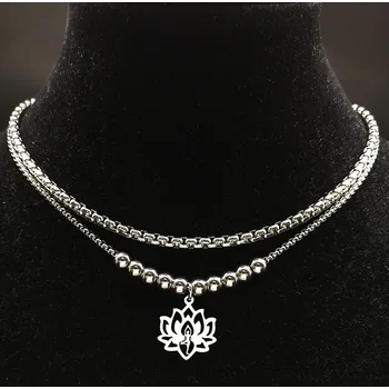 Náhrdelník B-TOP Módní náhrdelník z nerezové oceli LOTOSOVÝ KVĚT