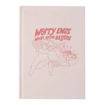 Blok Blok A5 WORRY ENDS WHEN FAITH BEGINS s potiskem Pasta Oner - Blok A5 růžový