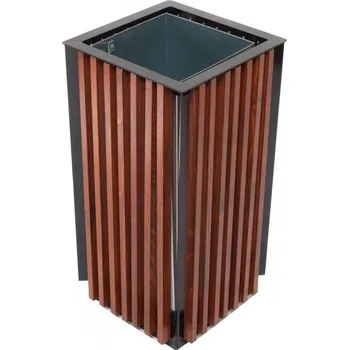 Venkovní odpadkový koš HTI Venkovní odpadkový koš dřevěný 65 l Typ ukotvení: dlouhé (k zabetonování), Barva konstrukce: kovářská čerň