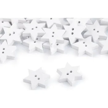 Knoflík Dřevěný dekorační knoflík hvězda 120345 - bílá
