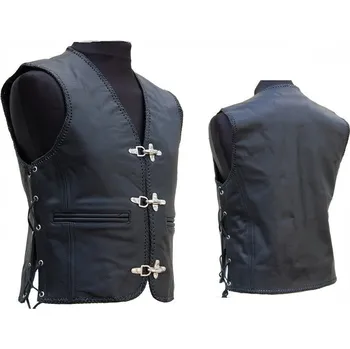 Moto vesta L&J Kožená vesta Motorcycle Club Basic černá 5XL