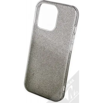 Pouzdro na mobilní telefon 1Mcz Shining Duo TPU třpytivý ochranný kryt pro Apple iPhone 13 Pro stříbrná černá (silver black)