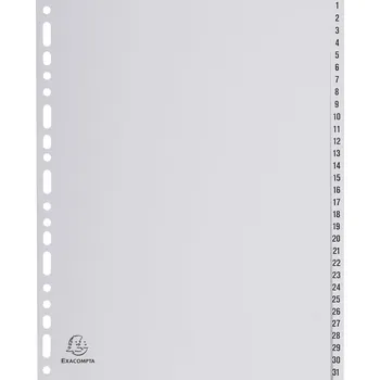 Rrozlišovač číselný Exacompta 1-31, A4 maxi, PP, šedý