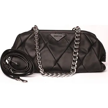 Kabelka Luxusní malá černá kožená kabelka do ruky/na rameno Gianni Conti 316