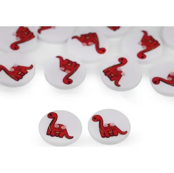 Knoflík Knoflík dětský velikost 24" 15,24 mm, dinosaurus 120566 - dinosaurus červený