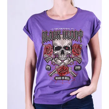 Dámské tričko Dámské Triko BLACK HEART GUN ROSE EXT Barva: Fialová, Velikost: L