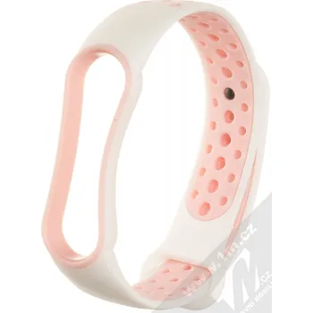 Sportovní měřič 1Mcz Dots Double řemínek pro Xiaomi Mi Band 5/6/7 bílo růžový