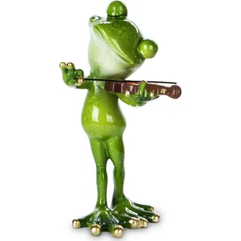 Keramická žabka - Houslista