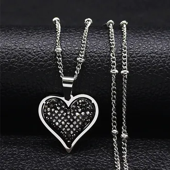 Náhrdelník B-TOP Náhrdelník z nerezové oceli srdce s kamínky