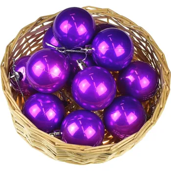 Vánoční ozdoba Vánoční koule v košíčku 12 ks, Ø5cm, fialová perleť